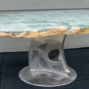 Sculpted Base with Hole Marble Table, Custom Table