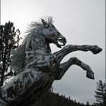 Life-sized horse sculpture