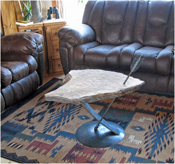 Custom Arrow Table with steel and stone. 